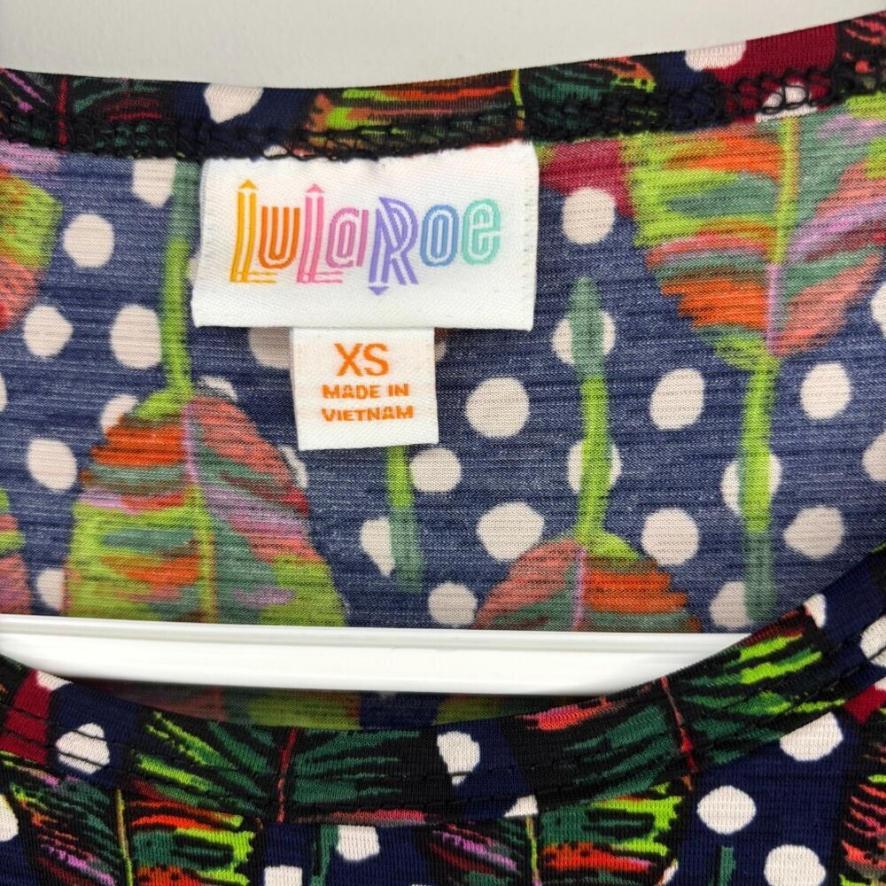 LULAROE NEW Irma Women's XS Red Navy Feathers Stretch Hi-Lo Comfy - Picture 5 of 6